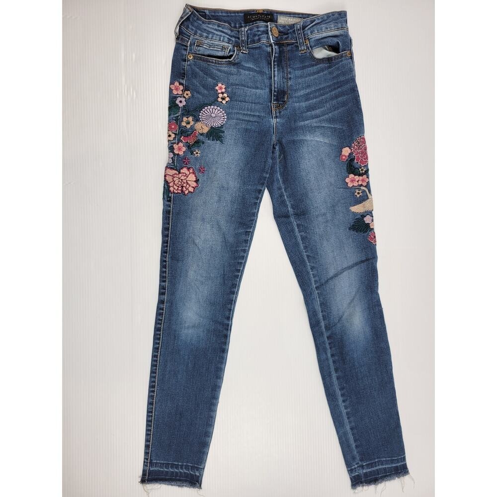 Aeropostale High Waisted Ankle Jeggings Floral Embroidered Womens 2